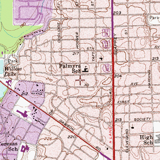Topographic Map of Palmyra Heights, GA