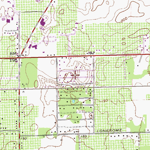 Topographic Map of Rolling Acres, GA