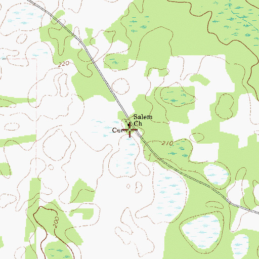 Topographic Map of Salem Cemetery, GA
