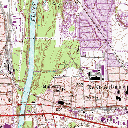 Topographic Map of Shackleford Park, GA