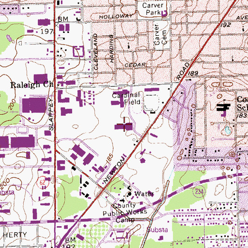 Topographic Map of Southside Middle School, GA