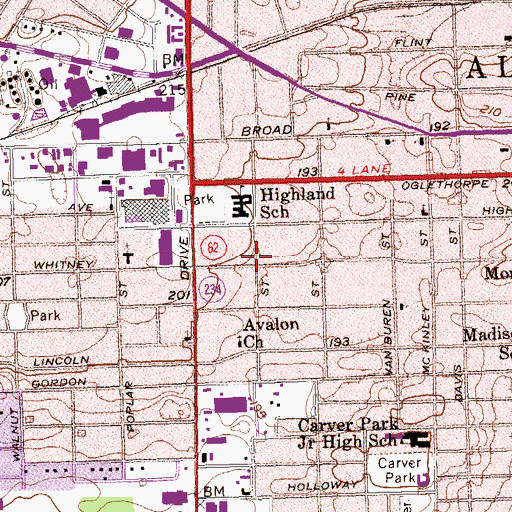 Topographic Map of West Highland, GA