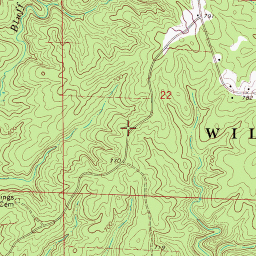 Topographic Map of Browns Creek Post Office (historical), AL