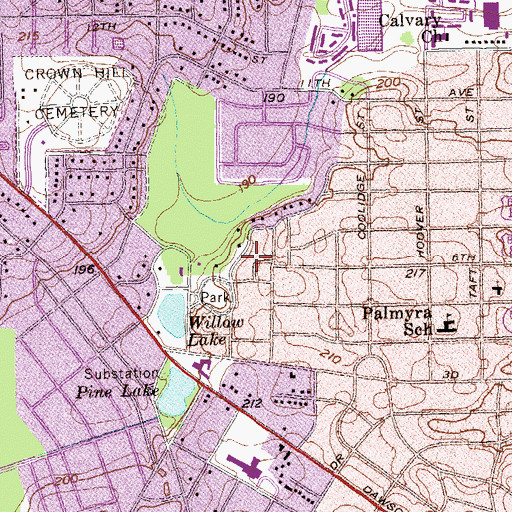 Topographic Map of Woodland, GA