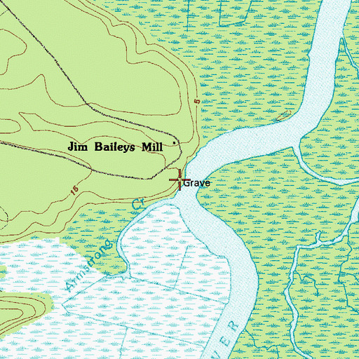 Topographic Map of Baileys Mill Cemetery, GA