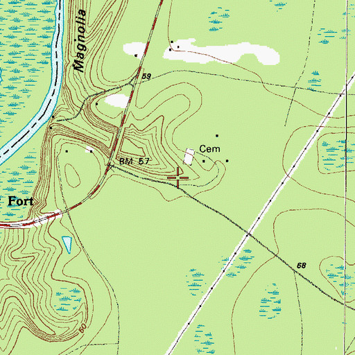 Topographic Map of Burnt Fort Church, GA