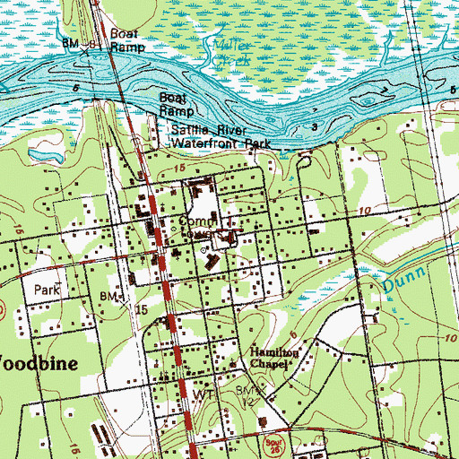 Topographic Map of Camden County Courthouse, GA