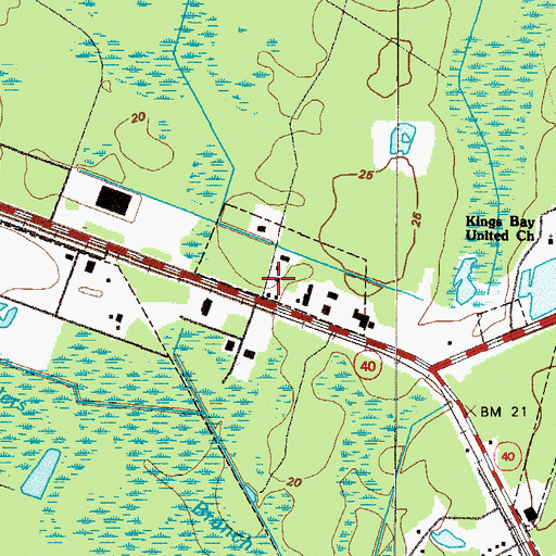 Topographic Map of Camden Woods Shopping Center, GA