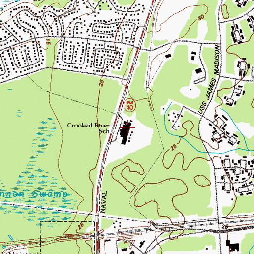 Topographic Map of Crooked River Elementary School, GA