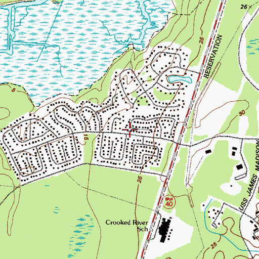 Topographic Map of Crooked River Plantation, GA