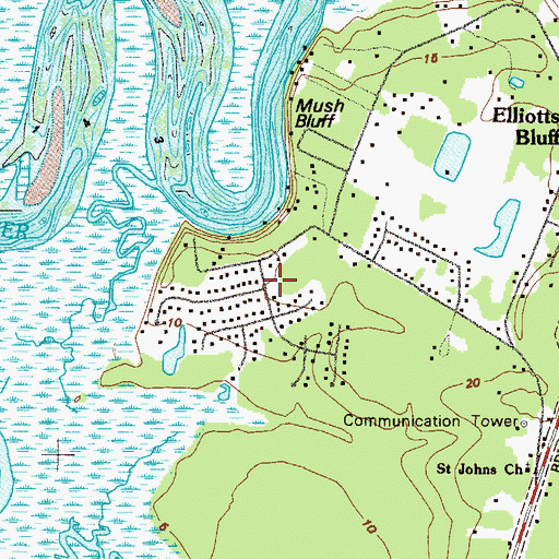 Topographic Map of Elliotts Plantation, GA