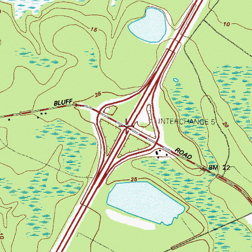 Topographic Map of Exit 5, GA
