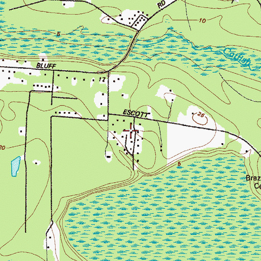 Topographic Map of Fawnwood, GA
