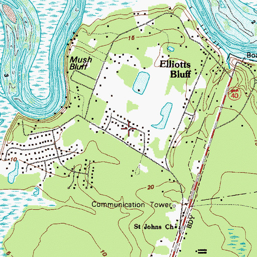 Topographic Map of Foxwood, GA