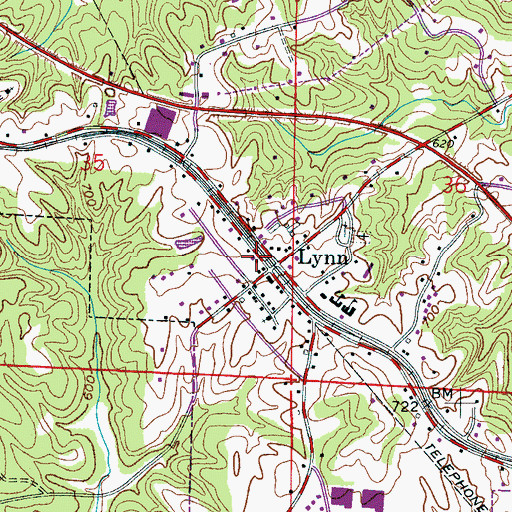 Topographic Map of Lynn Post Office, AL