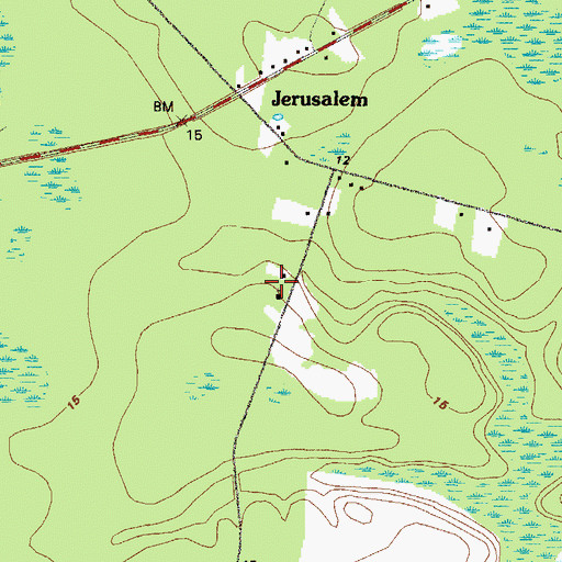 Topographic Map of Jerusalem Number One Baptist Church, GA