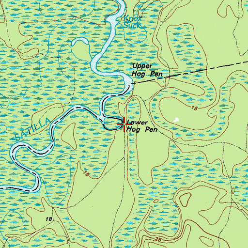 Topographic Map of Lower Hog Pen Bluff, GA