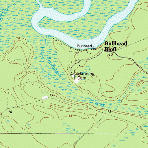 Topographic Map of Manning Cemetery, GA