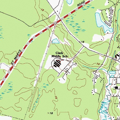 Topographic Map of Mary Lee Clark Elementary School, GA