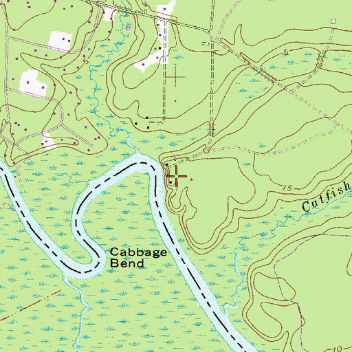 Topographic Map of Merrles Bluff, GA