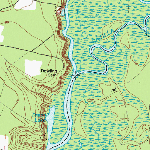 Topographic Map of Mills Ferry (historical), GA