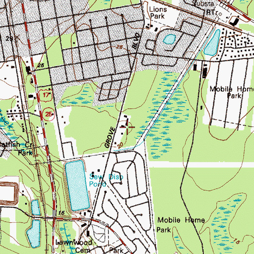 Topographic Map of Oakwood Homes Mobile Home Park, GA