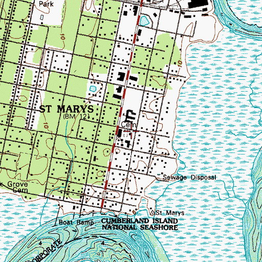 Topographic Map of Our Lady Star of the Sea Catholic Church, GA