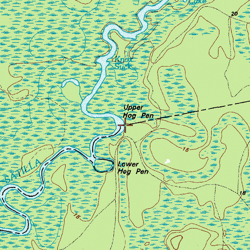 Topographic Map of Upper Hog Pen Bluff, GA