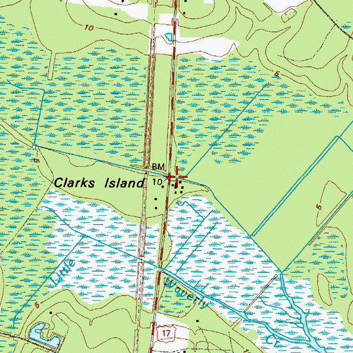 Topographic Map of Waverly Plantation, GA