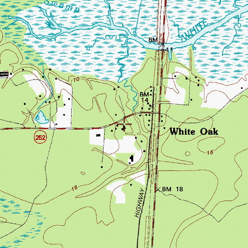 Topographic Map of White Oak Methodist Church, GA