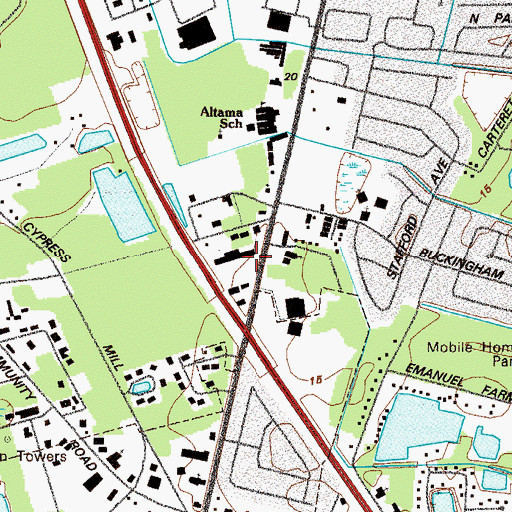 Topographic Map of Altama Village Shopping Center, GA