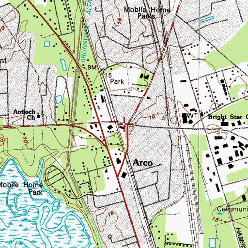 Topographic Map of Glynn County Fire Department Station 1 Headquarters, GA