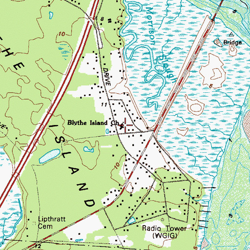 Topographic Map of Blythe Island Church, GA