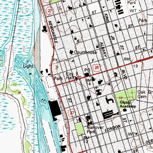 Topographic Map of Brunswick City Hall, GA