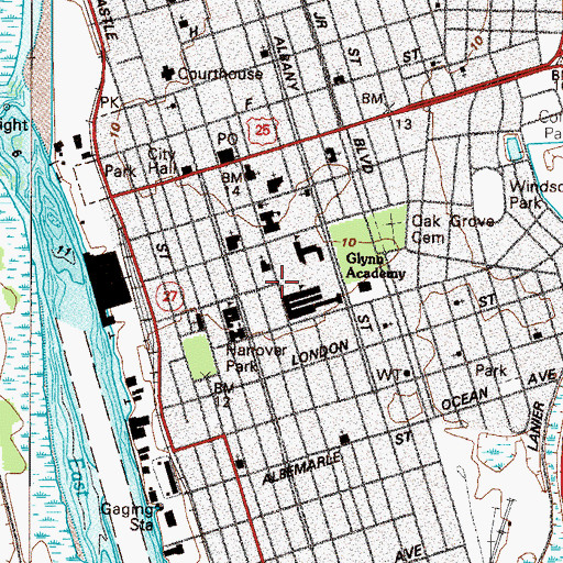 Topographic Map of Brunswick Old Town Historic District, GA
