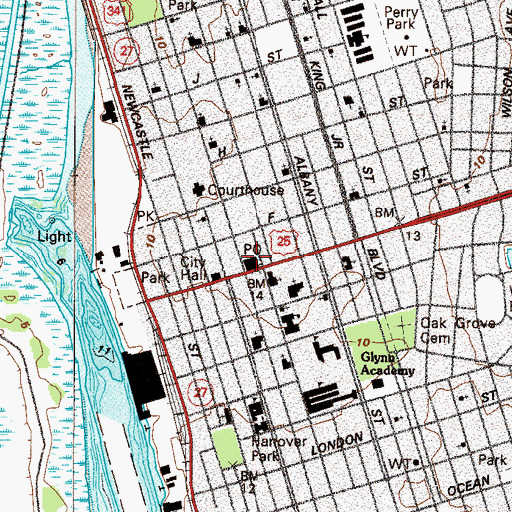 Topographic Map of Brunswick Post Office, GA