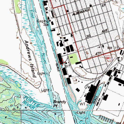 Topographic Map of Brunswick State Docks, GA