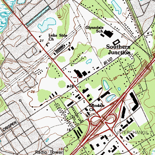 Topographic Map of Brunswick West Shopping Center, GA