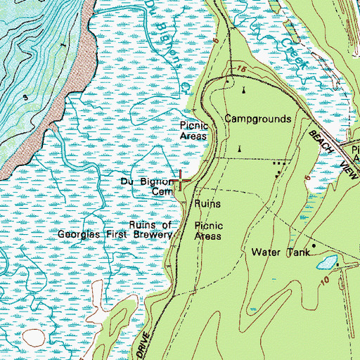 Topographic Map of DuBignon Cemetery, GA