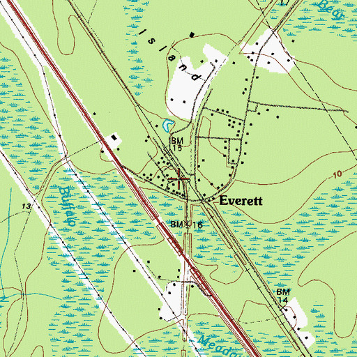 Topographic Map of Everett Church, GA