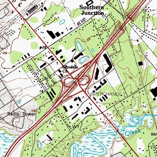 Topographic Map of Exit 7, GA
