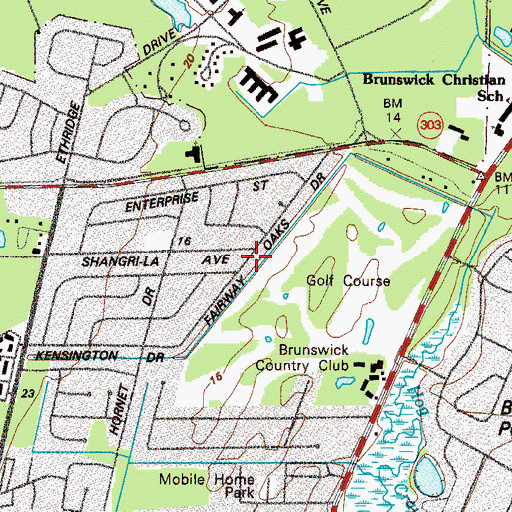 Topographic Map of Fairway Oaks, GA