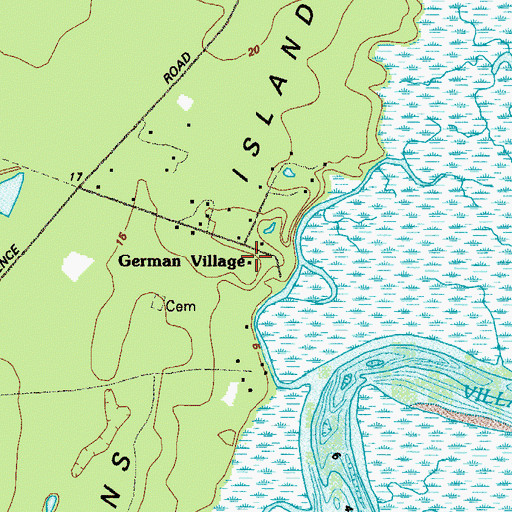 Topographic Map of German Village Plantation (historical), GA
