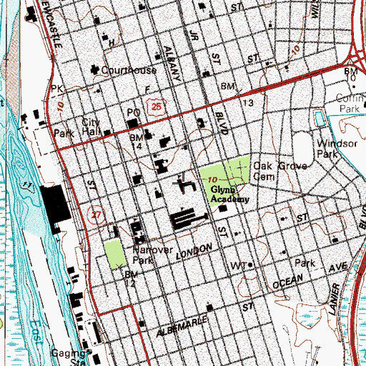 Topographic Map of Glynn Academy, GA