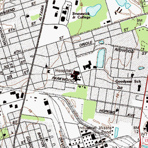 Topographic Map of Southeast Georgia Health System Brunswick Campus, GA