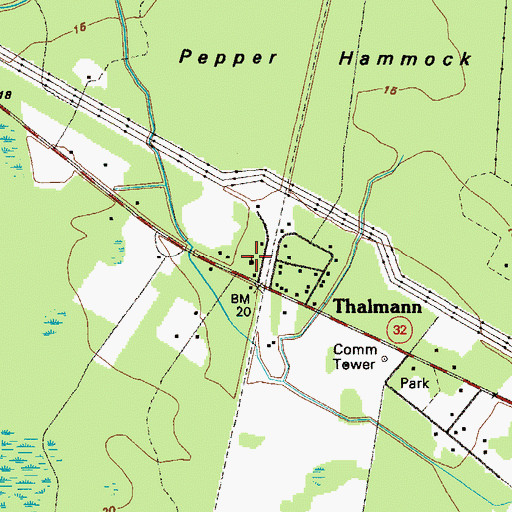 Topographic Map of Glynn Missionary Church, GA
