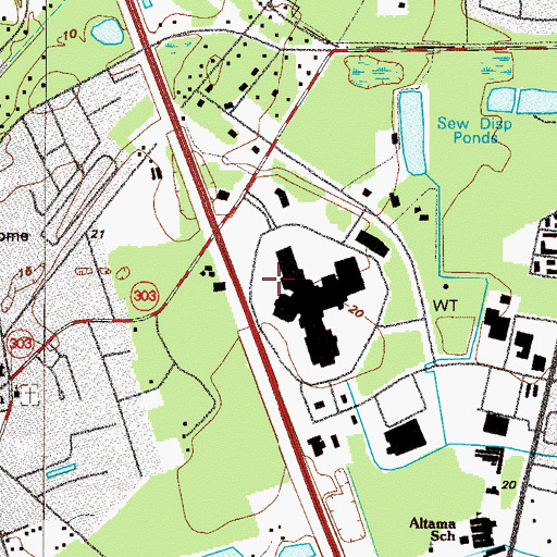 Topographic Map of Glynn Place Mall Shopping Center, GA