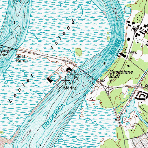 Topographic Map of Golden Isles Marina, GA