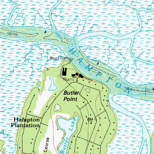 Topographic Map of Hampton Plantation (historical), GA