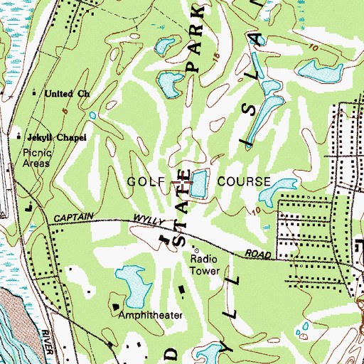 Topographic Map of Indian Mound Golf Club, GA